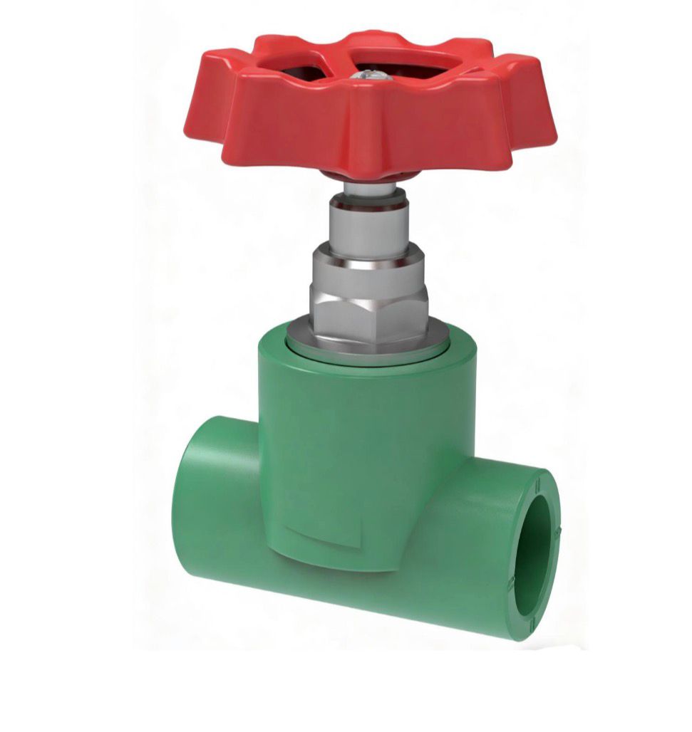 Robinet d'arrêt PPR à passage direct Ø25 mm (volant rouge)